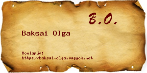 Baksai Olga névjegykártya